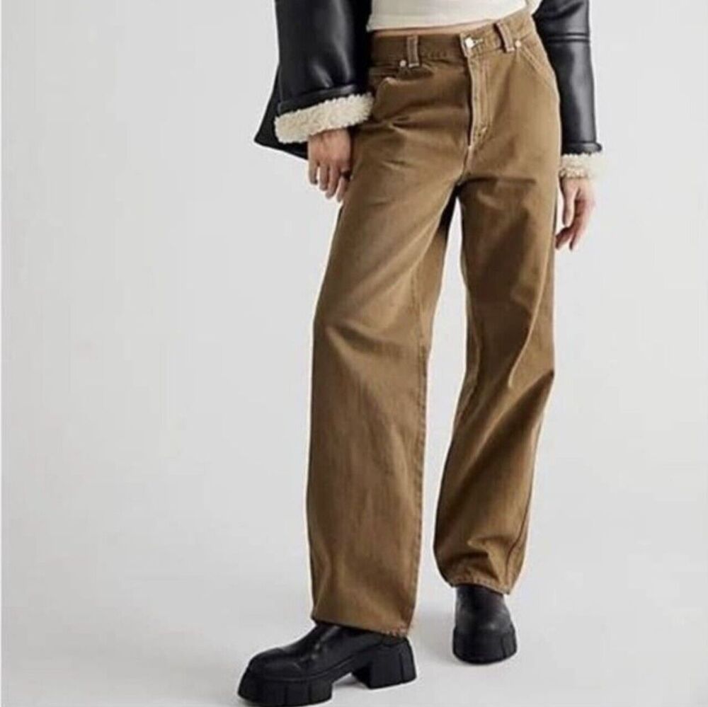 Levi’s Premium Dad Utility Straight Leg Mid-rise Jeans Olive Brown 28